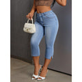 Side Slit Skinny Jeans with Pockets Polyester Womenswear