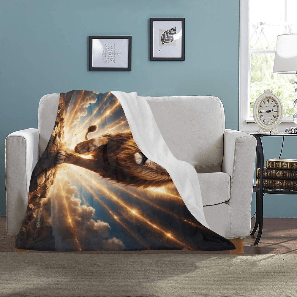 Lion of Judah, Holy Spirit, Clouds and Golden Rays -Ultra-Soft Micro Fleece Blanket (4 sizes)