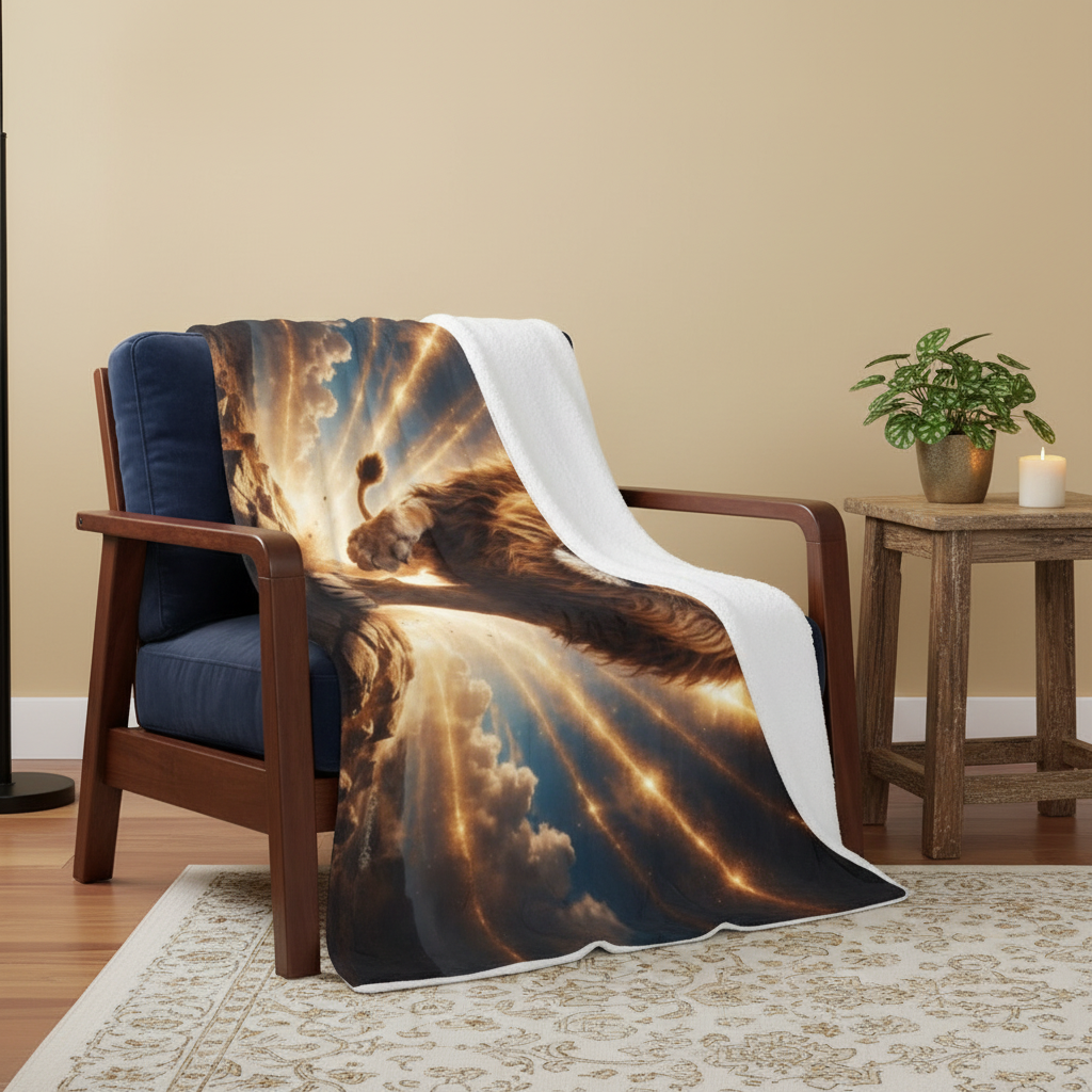 Lion of Judah, Holy Spirit, Clouds and Golden Rays -Ultra-Soft Micro Fleece Blanket (4 sizes)