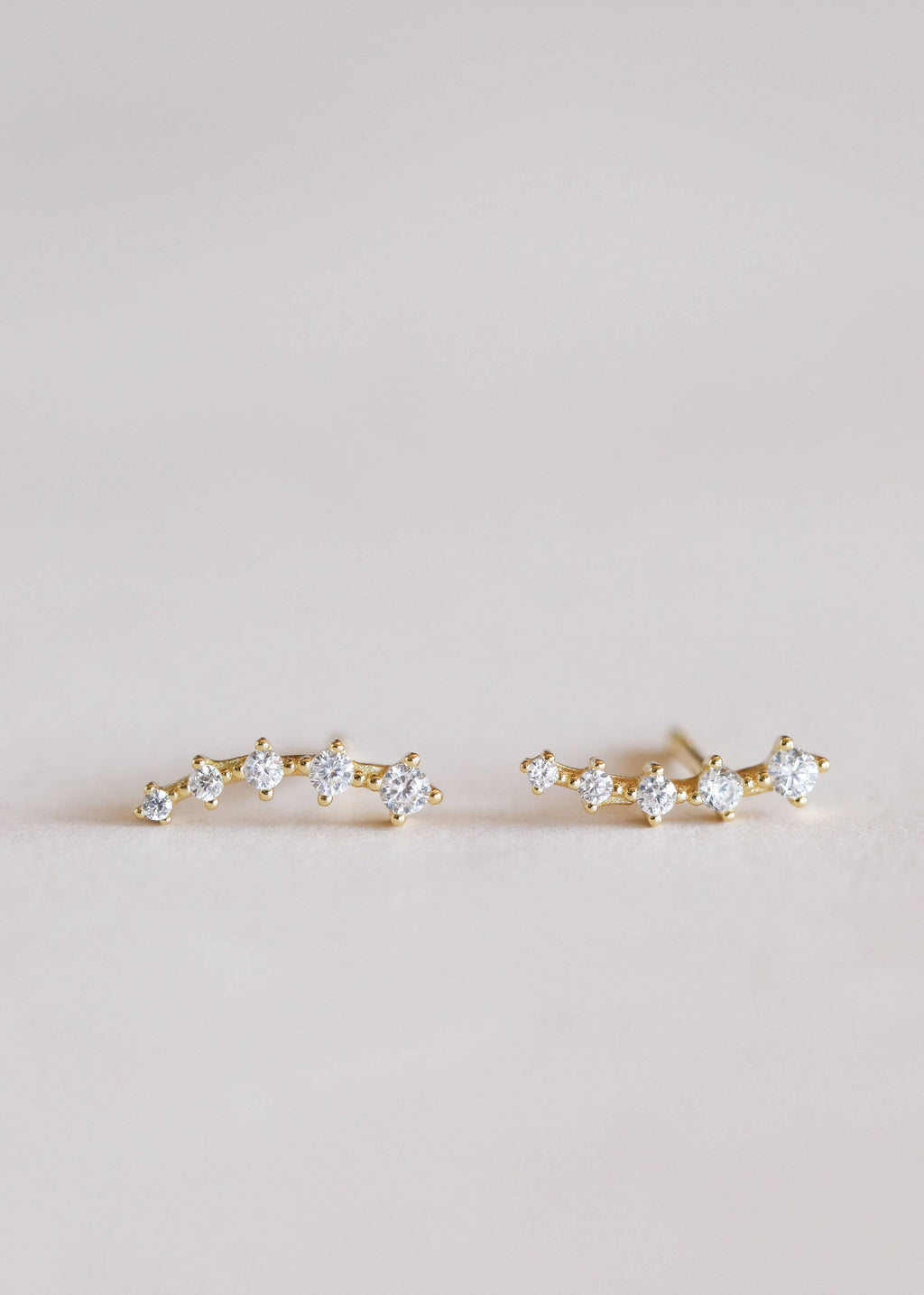Crawler -  Gold Earrings - White CZ