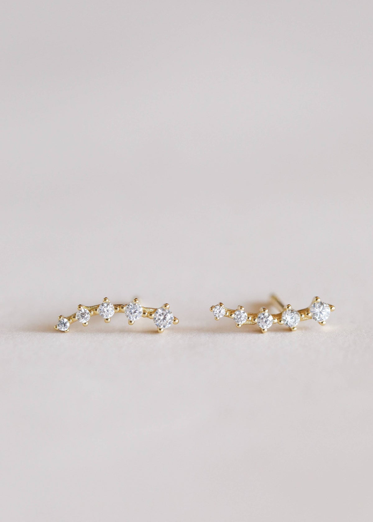 Crawler -  Gold Earrings - White CZ