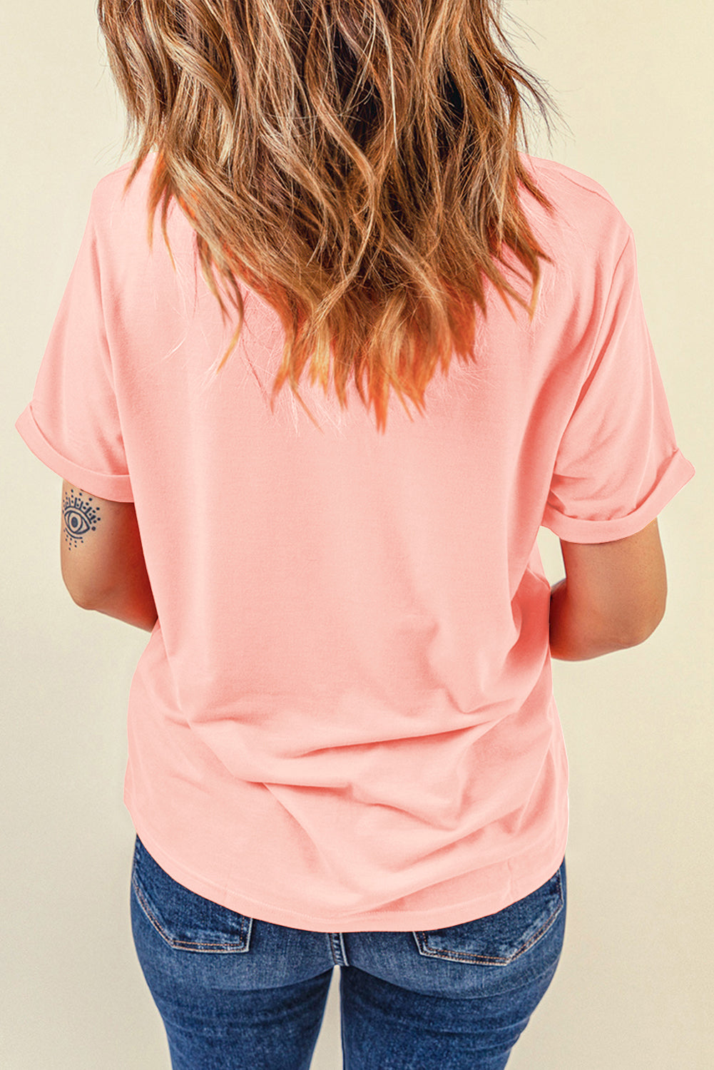 Pink Floral MAMA Bowknot Print Crewneck T Shirt
