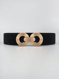 Geometric Buckle Elastic Wide Belt