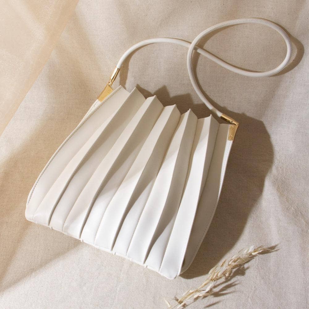 Carrie Ivory Pleated Shoulder Bag