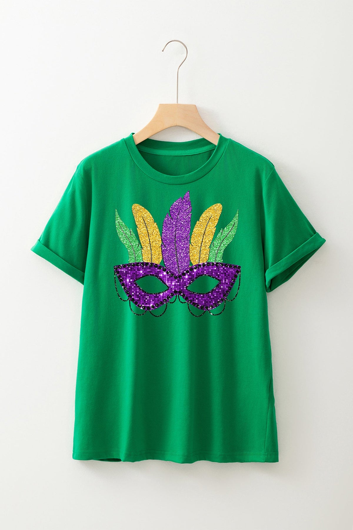 Black Glitter Mardi Gras Mask Graphic T Shirt