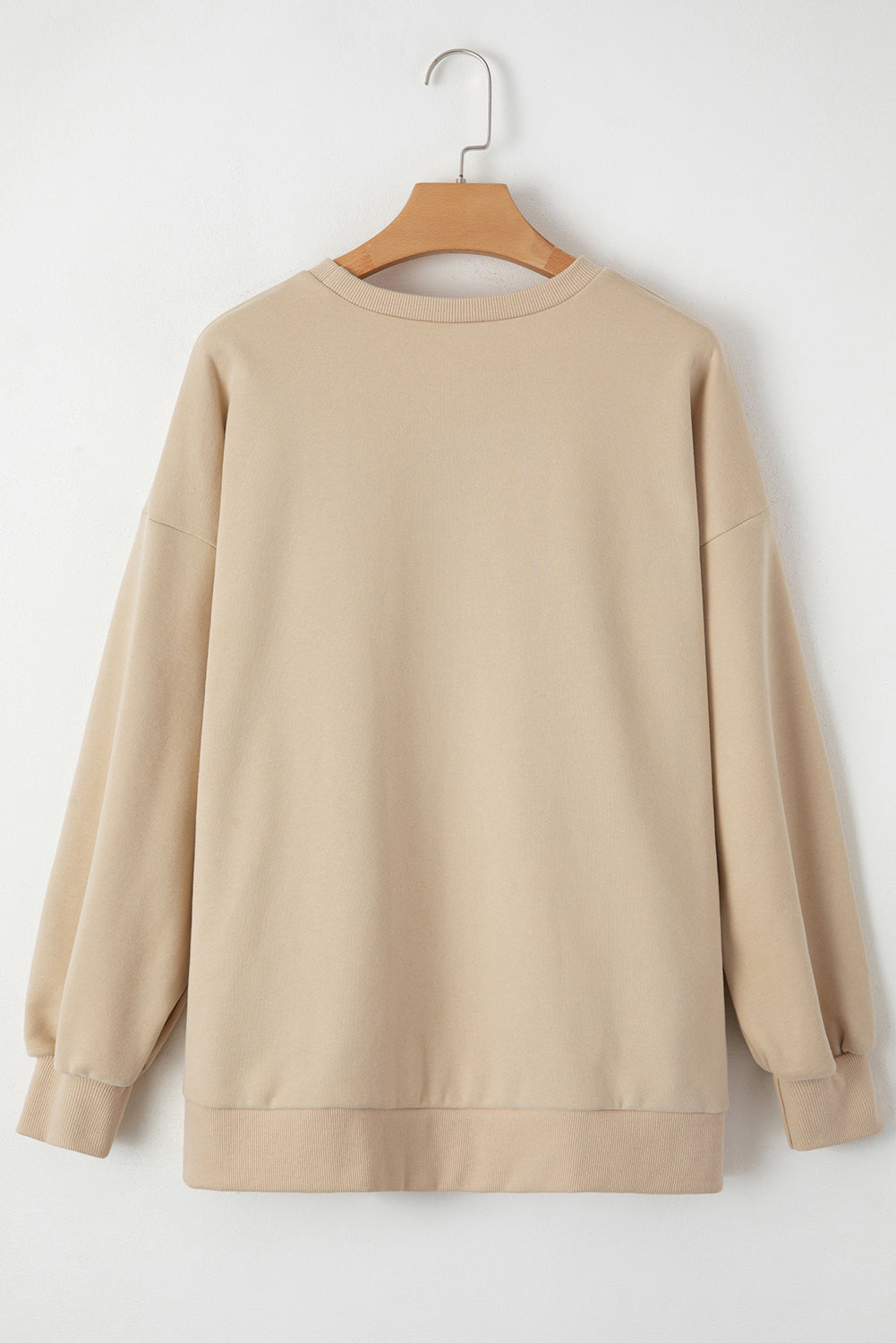Sea Green Solid Fleece Lined Drop Shoulder High Low Sweatshirt