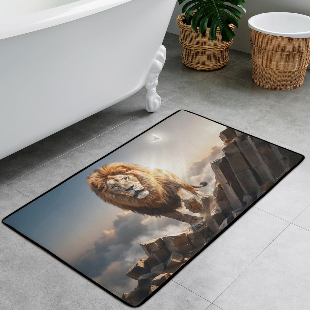 Lion of Judah and the Holy Spirit Area Rug with Black Binding 31"x20"