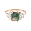 Rose Gold Moss Agate & Diamond Empress Ring