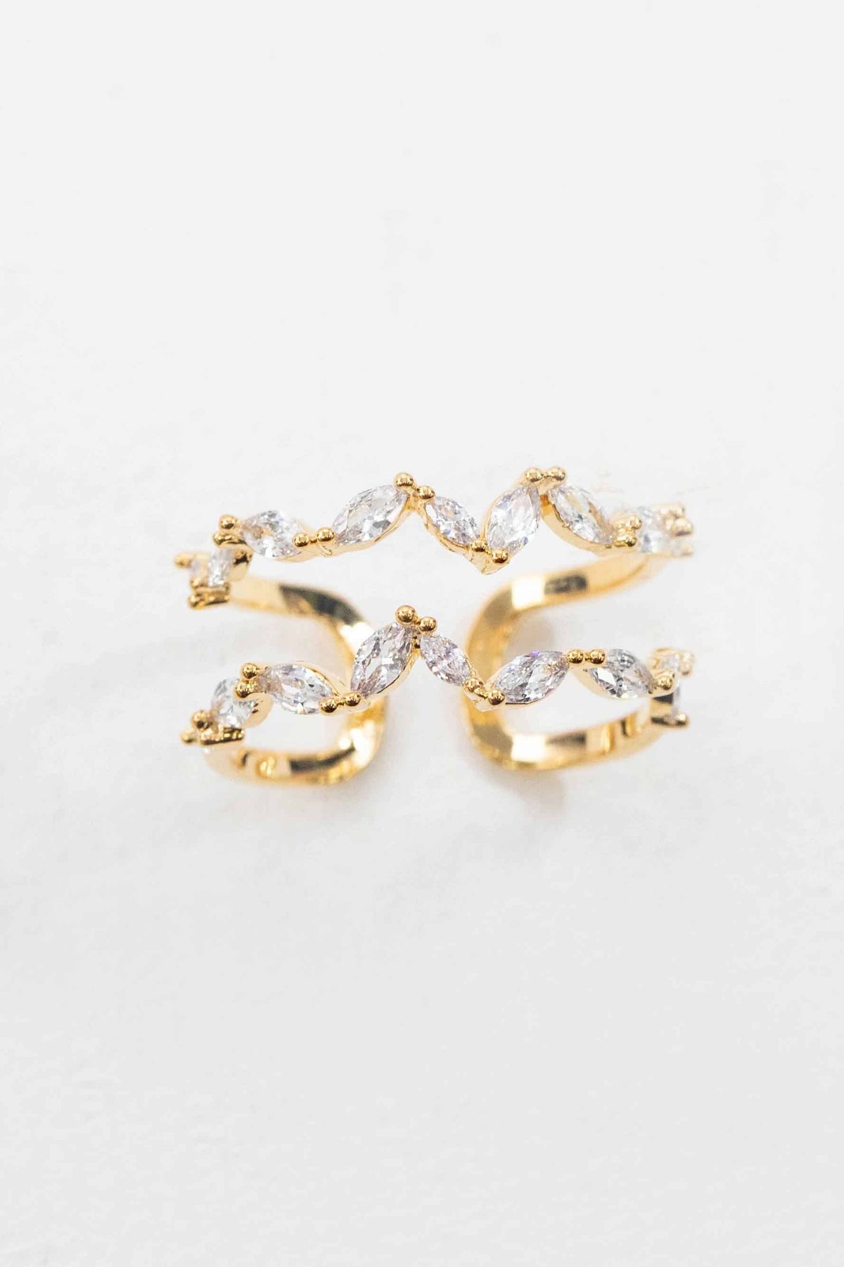 Stone Double Layer Adjustable Ring | Gold