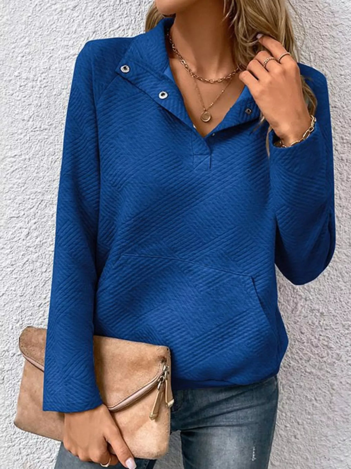 Textured Quarter Snap Sweatshirt