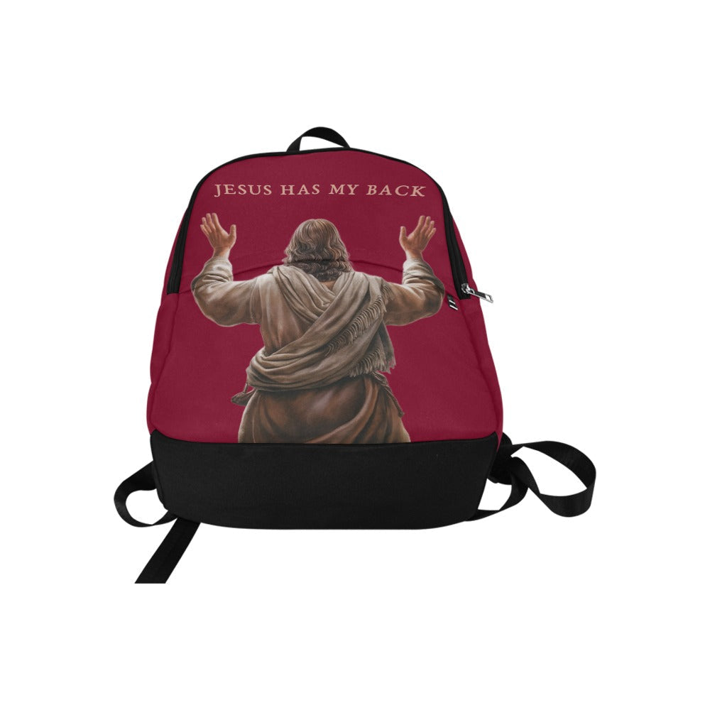 "Jesus Has My Back" Christian Backpack (Choose Red Shade)