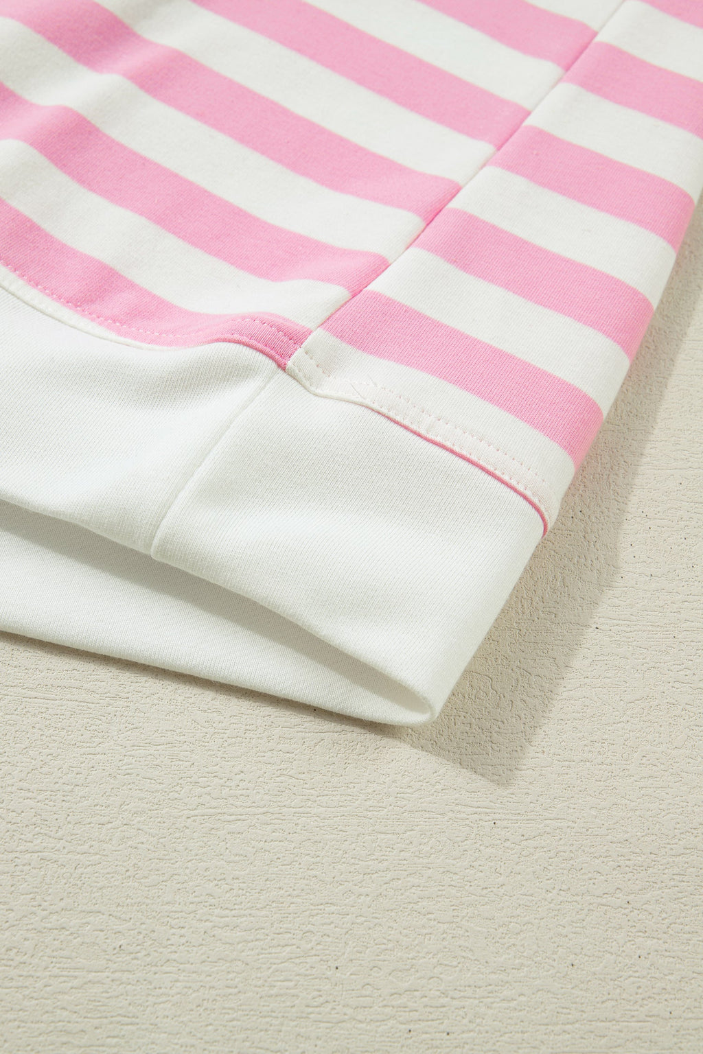 Pink Stripe Collar V Neck Ruffled Short Sleeve Blouse