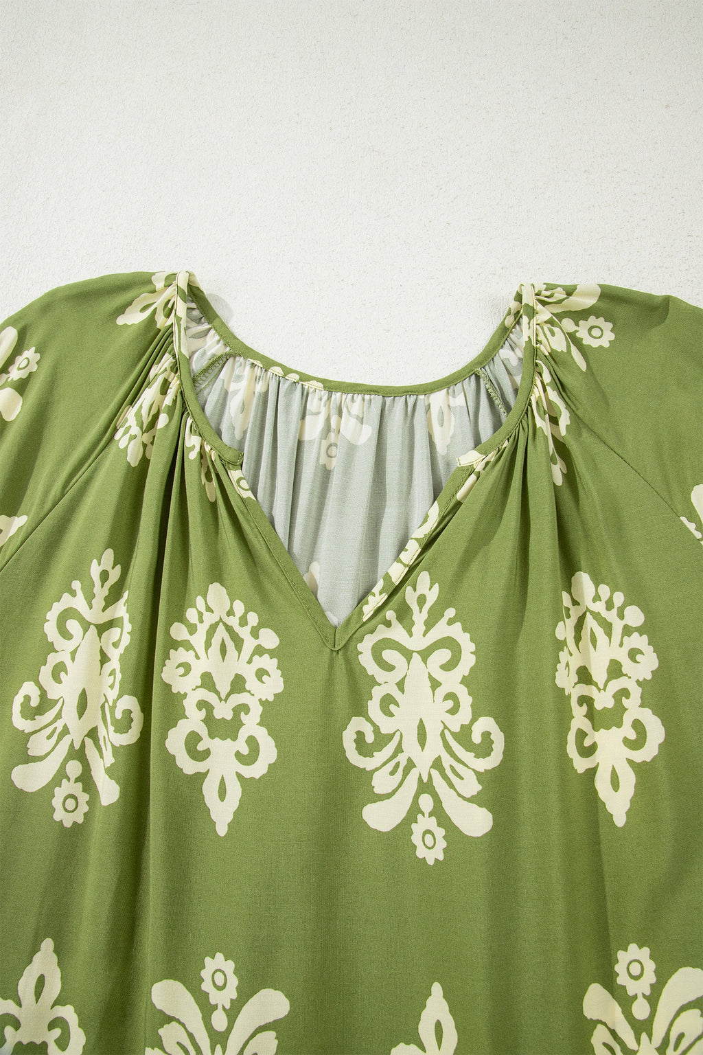 Yellow Boho Chic Notched V Neck Plus Floral Short Sleeve Top