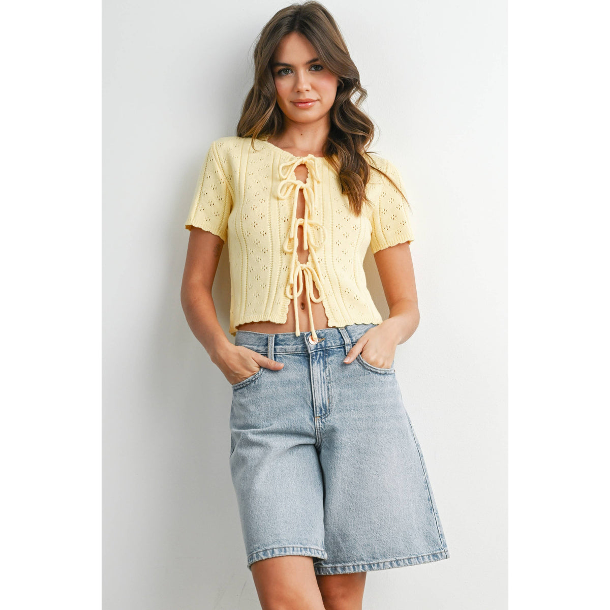 Juliet Scalloped Tie-Front Top