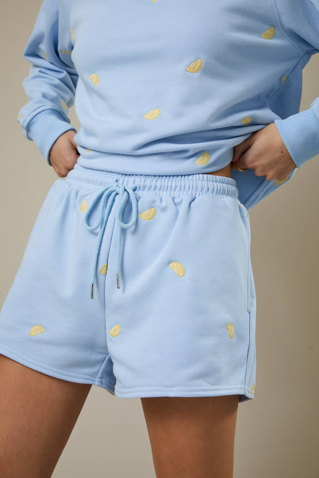 Lemon Embroidered Sweat Shorts