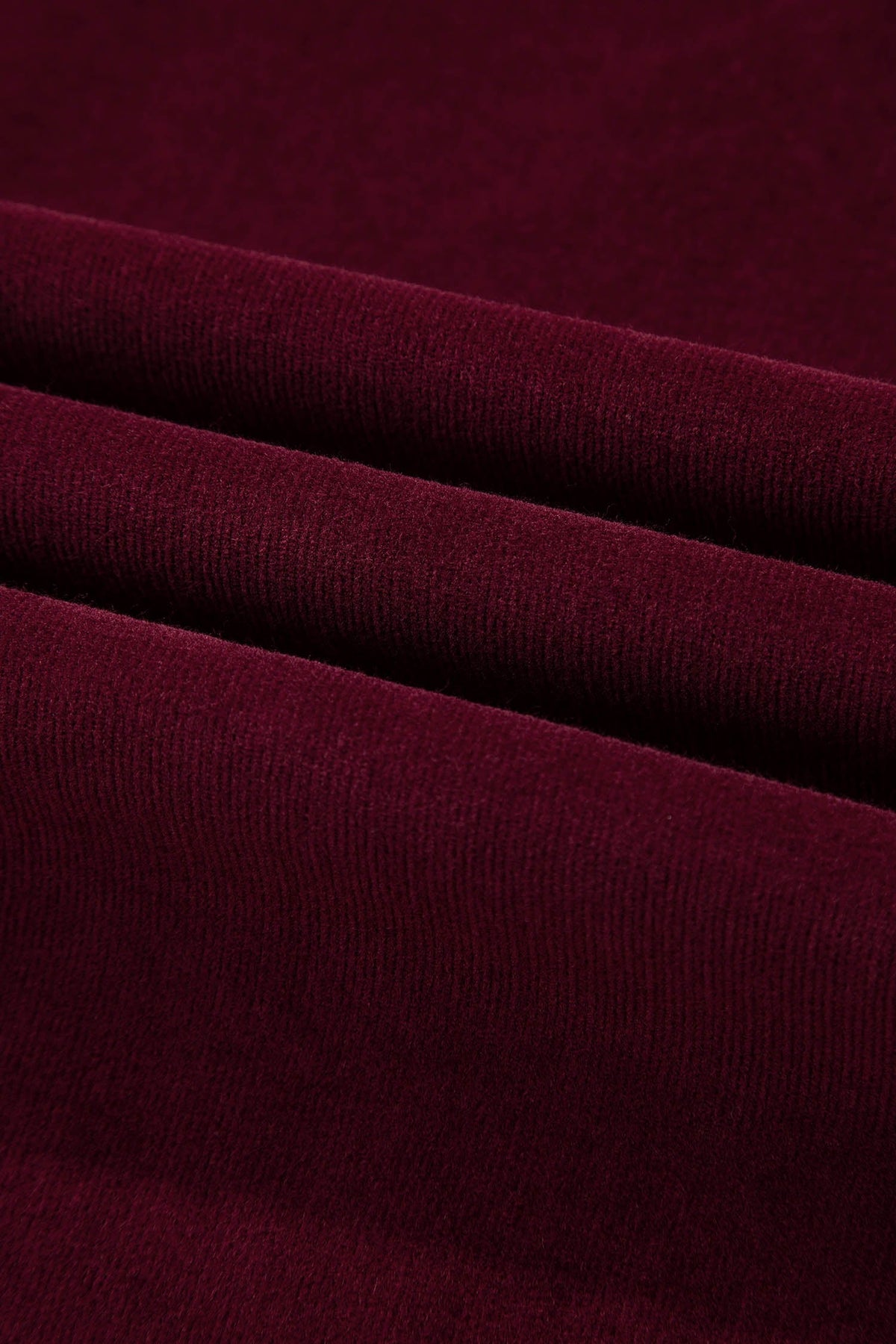 Burgundy Corduroy Solid Color High Waist Wide Leg Pants