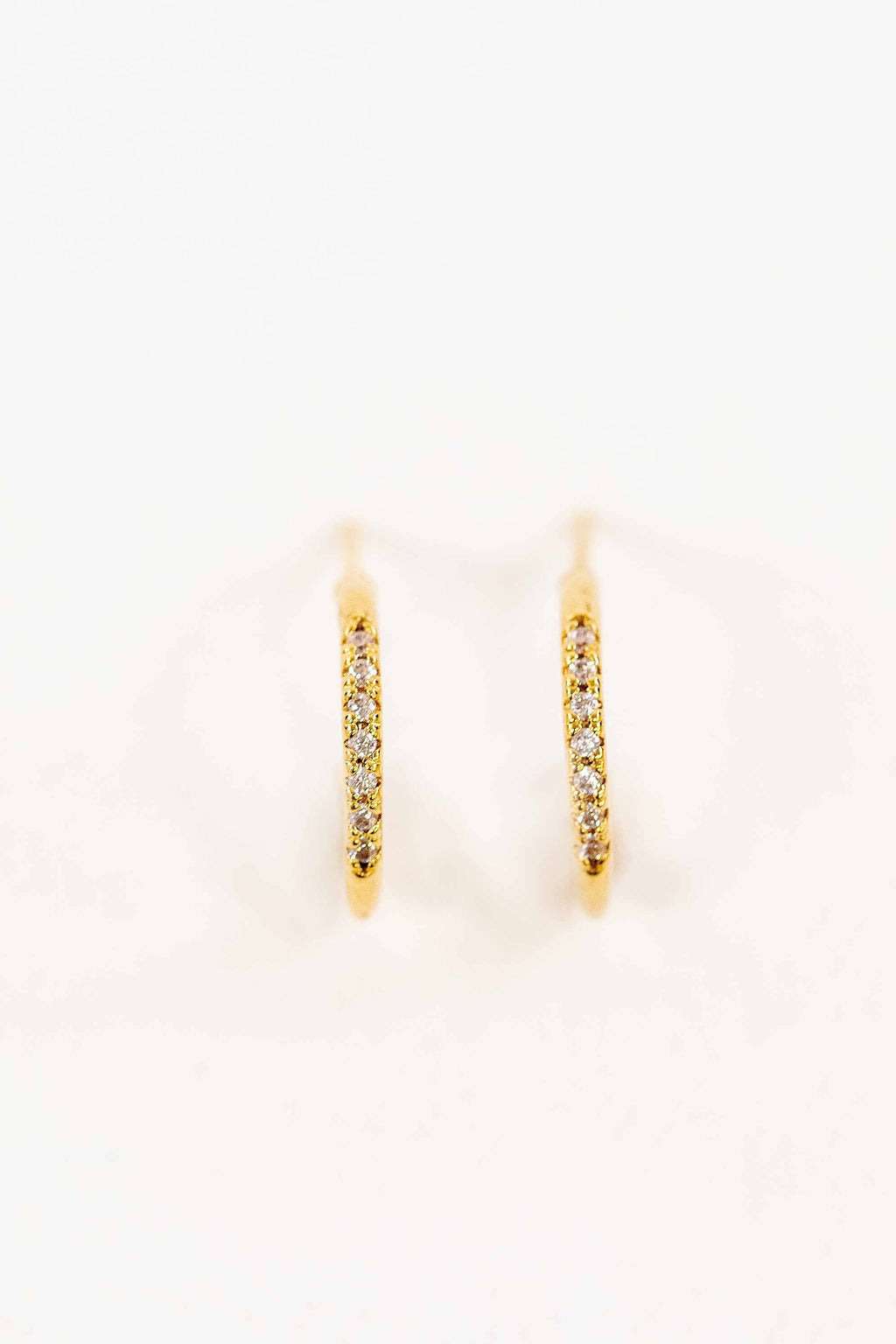 Thin Stone Hoop Earrings | Gold