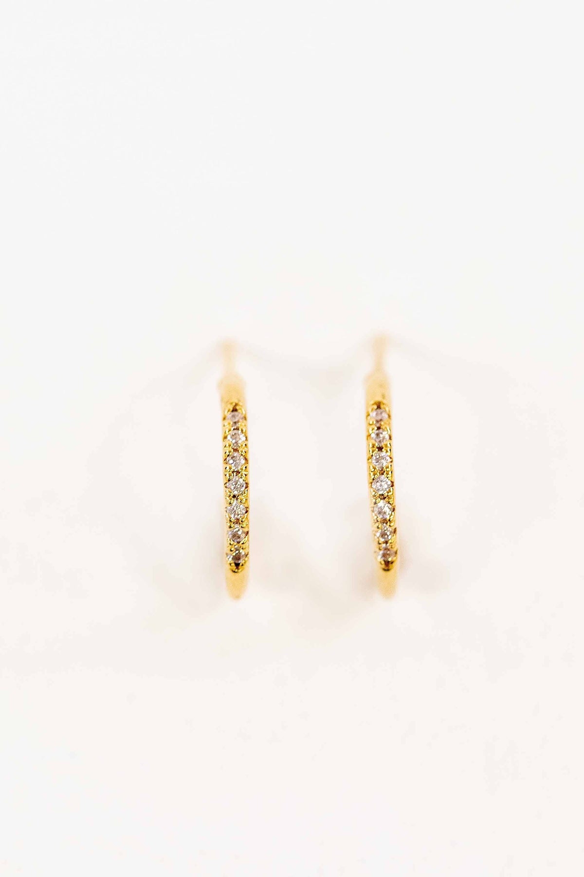 Thin Stone Hoop Earrings | Gold