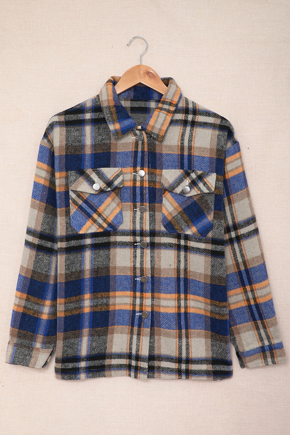 Green Geometric Plaid Print Pocketed Shacket