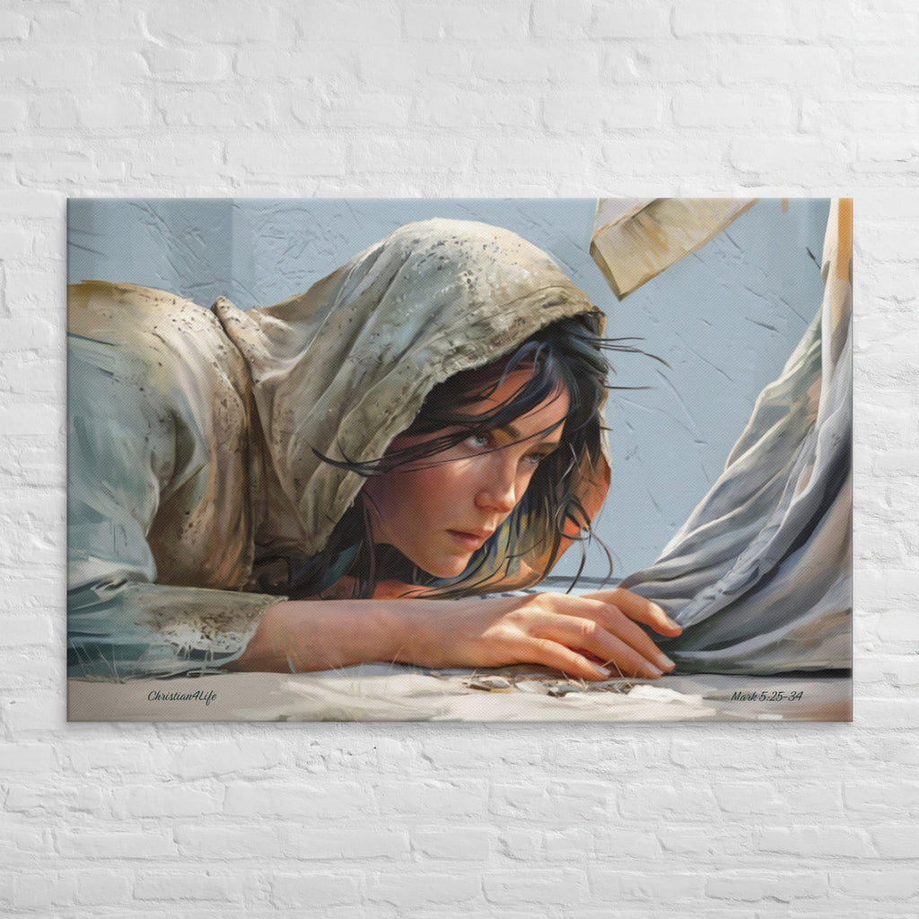 Woman Reaching to Touch the Hem of Jesus' Garment - Extra Large Christian Gallery Wrapped Canvas Art Print