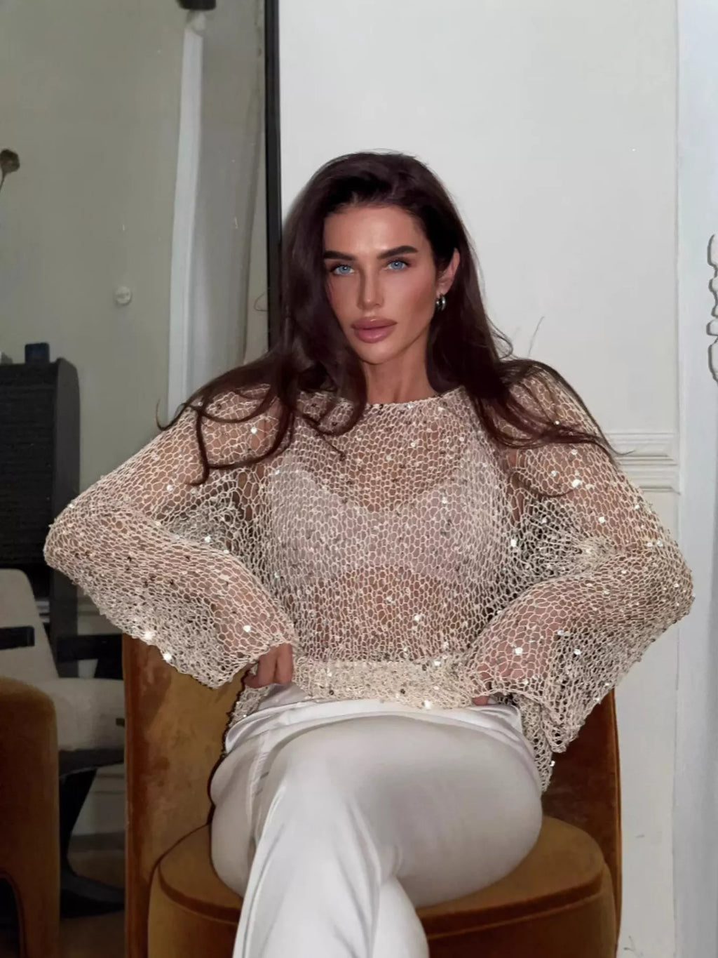 Sequin Embellished Knit Cover Up