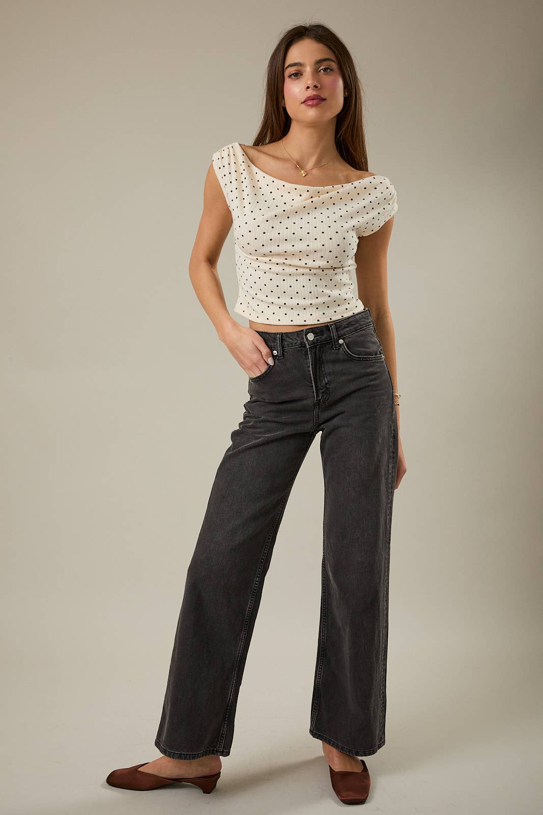 Bailee Slouchy Polka Dot Top