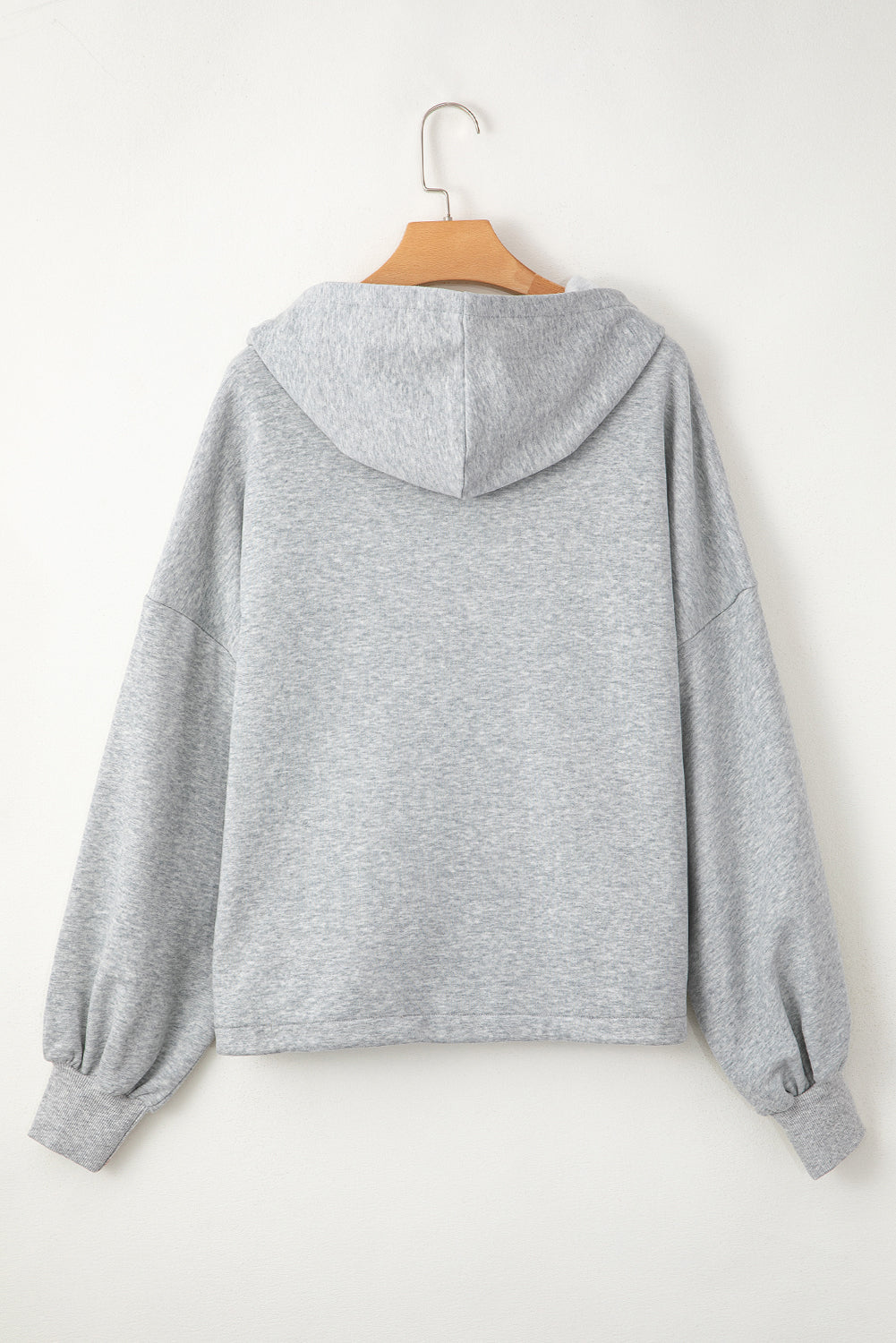 Orange Half Zipper Kangaroo Pockets Drop Shoulder Hoodie