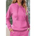 Bonbon Solid Color Fleece Lined Drawstring Hoodie with Pocket