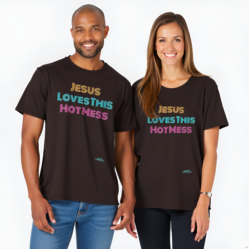 Unisex "Jesus Loves this Hot Mess" Christian Cotton Softstyle T-Shirt