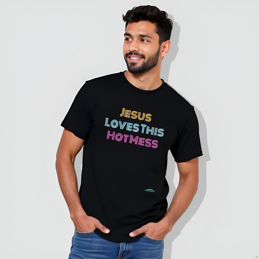Unisex "Jesus Loves this Hot Mess" Christian Cotton Softstyle T-Shirt