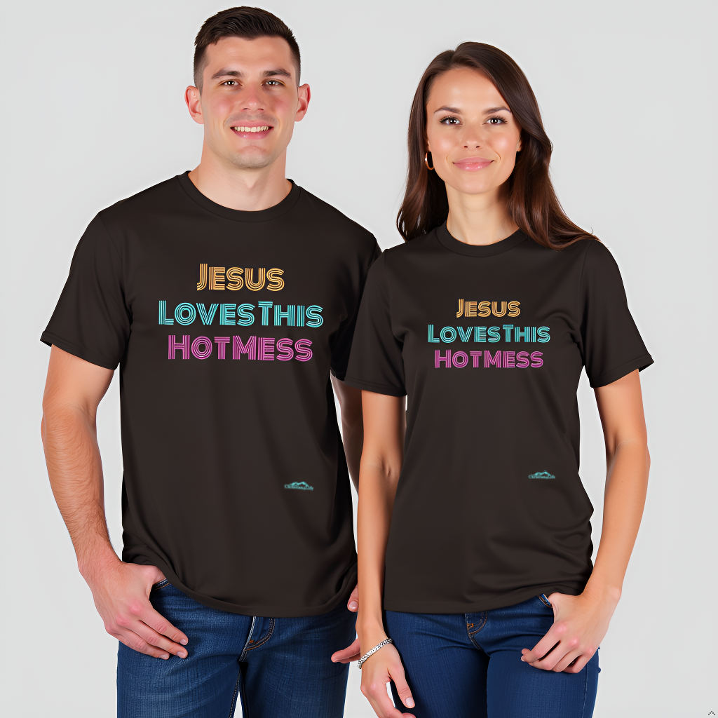 Unisex "Jesus Loves this Hot Mess" Christian Cotton Softstyle T-Shirt