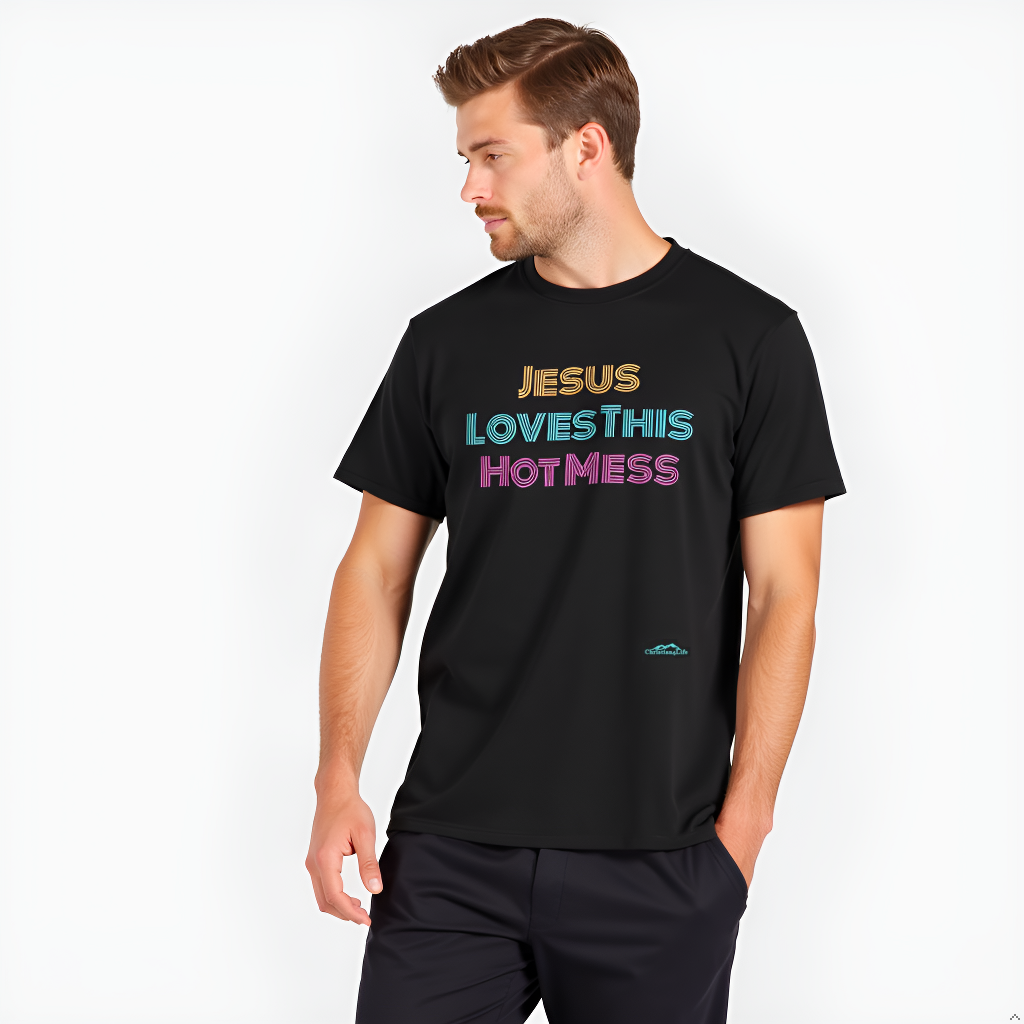 Unisex "Jesus Loves this Hot Mess" Christian Cotton Softstyle T-Shirt
