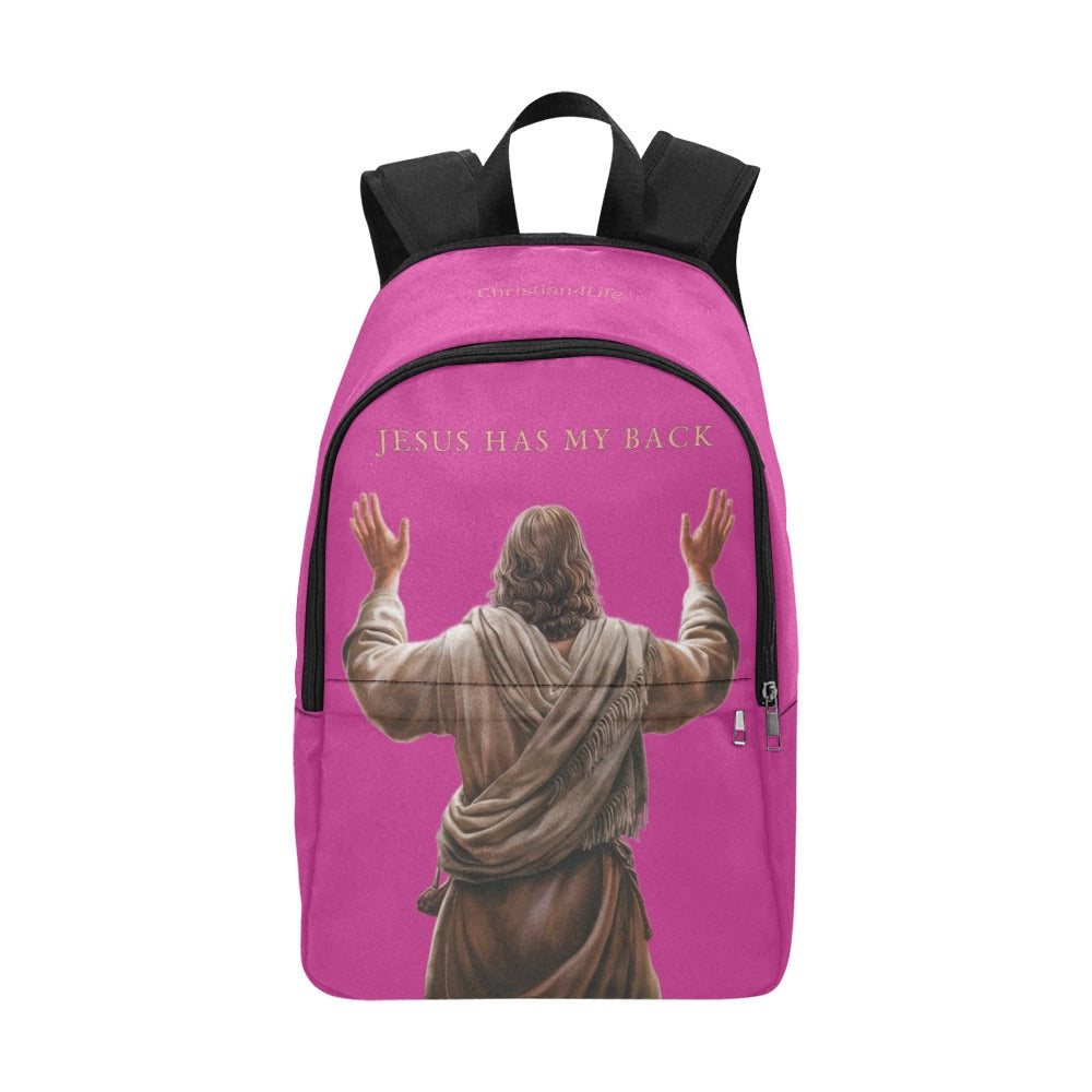 "Jesus Has My Back" Christian Backpack (Choose Pink Shade)