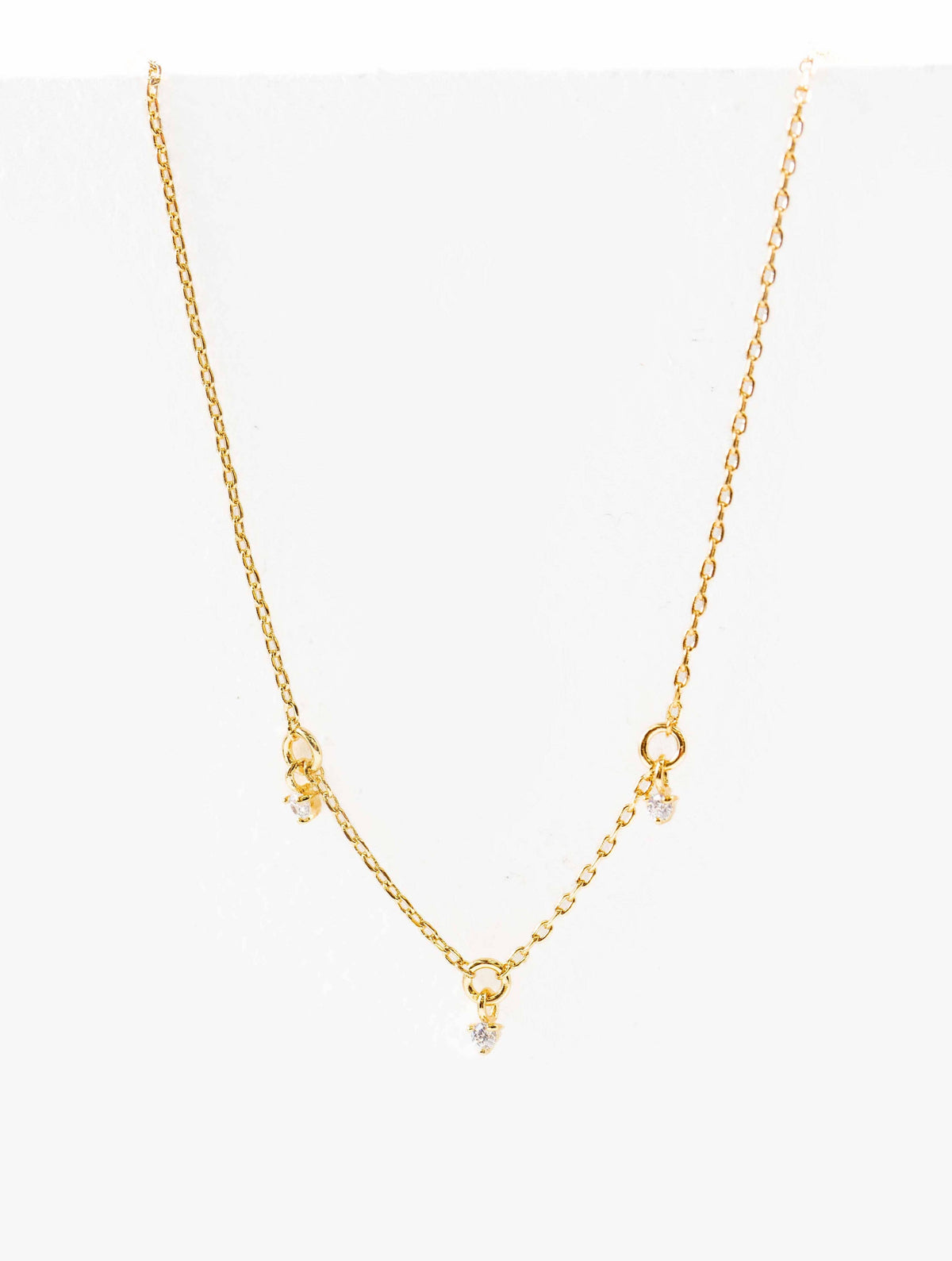 Mini Three Charm Necklace | Gold