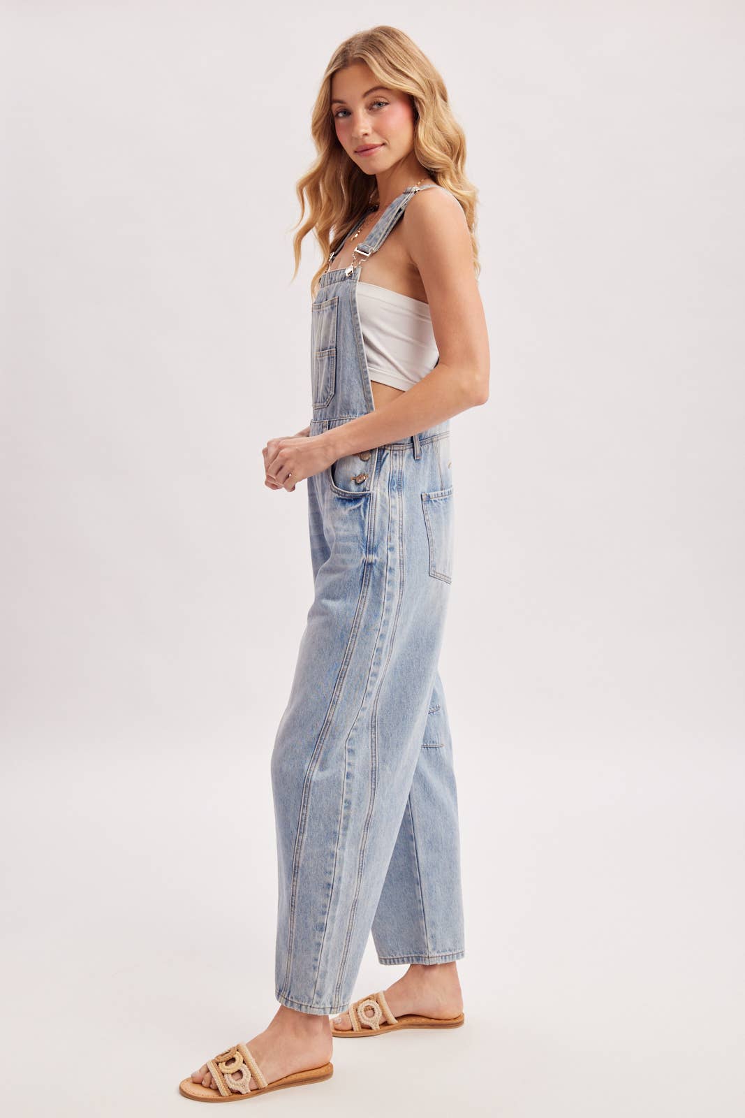 Farrah Denim Barrel Overalls