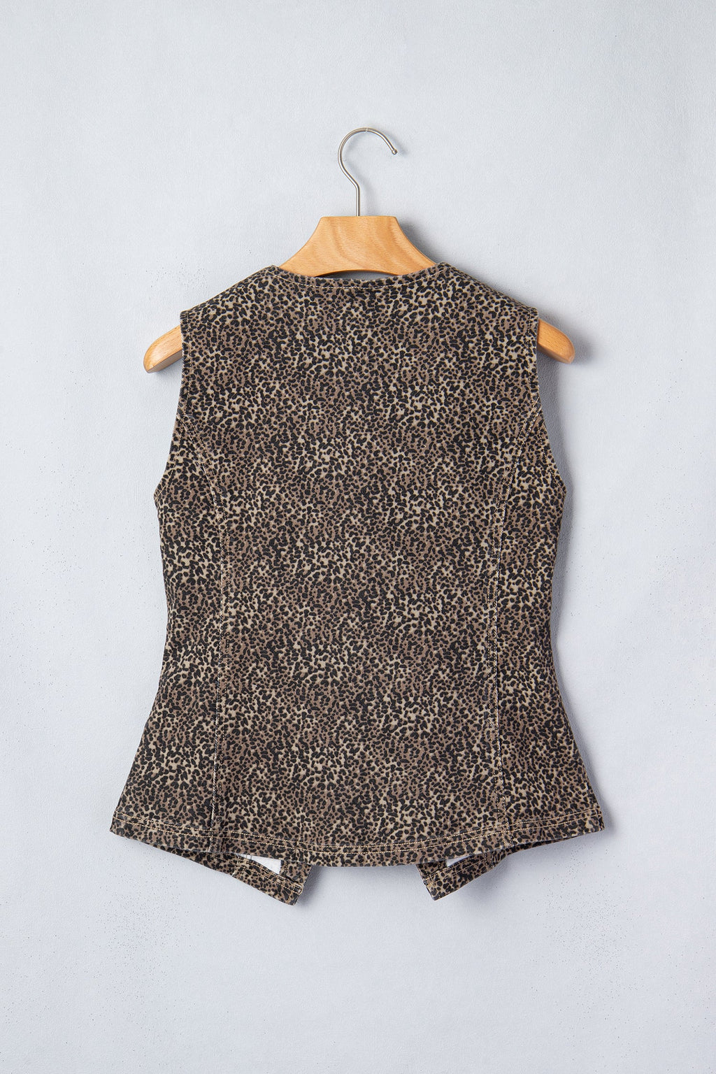 Brown Leopard Print Slim Denim Vest