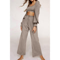 Spaghetti Strap Bra, Open Front Cardigan and Drawstring Pants Set