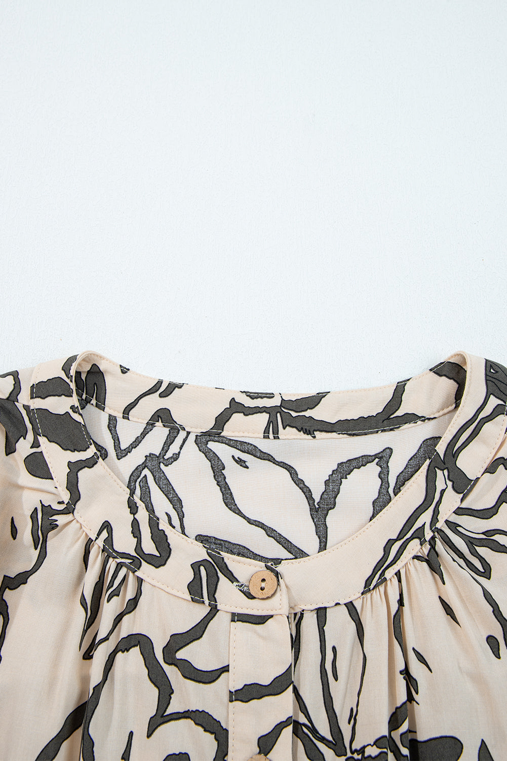 Blue Floral Print Batwing Sleeve Buttoned Loose Fit Shirt