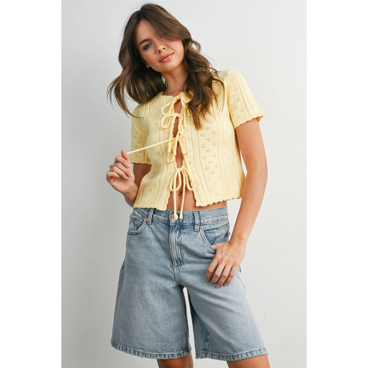 Juliet Scalloped Tie-Front Top