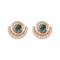 Rose Gold Moss Agate and Diamond Lunar Eclipse Studs