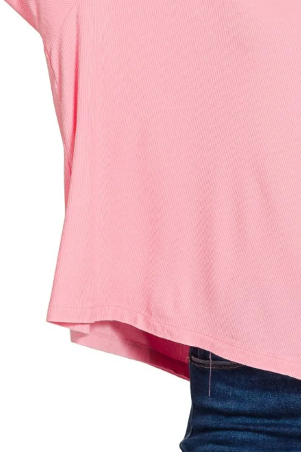 Zenana Oversized Ribbed Round Neck Short Sleeve Tee