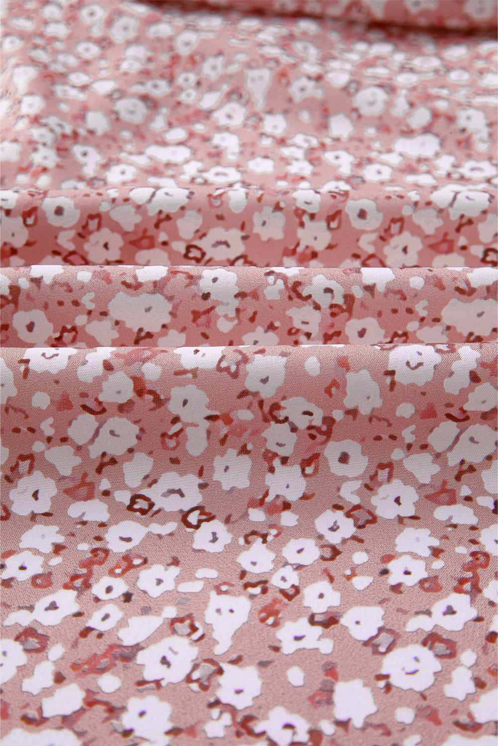 Pink Floral Shirred Side Slit Wide Leg Pants