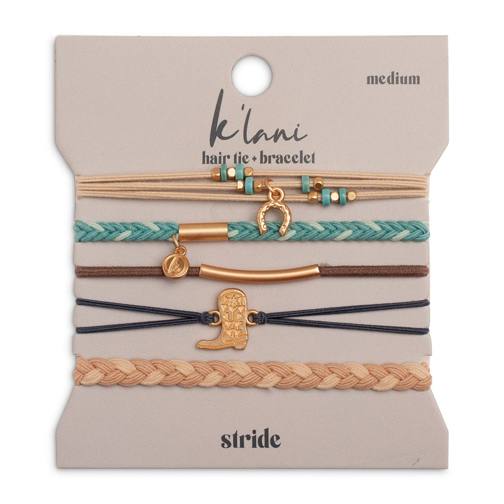 "Stride" Turquoise with Gold Cowboy Boot Hair Tie Bracelets