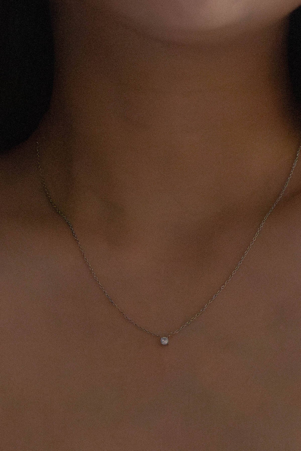 Classic Single Stone Necklace | Silver