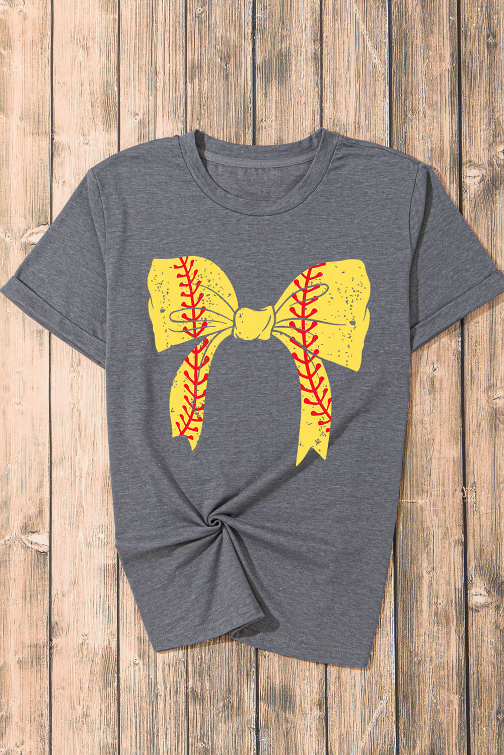 Black Baseball Bowknot Graphic Casual Tee