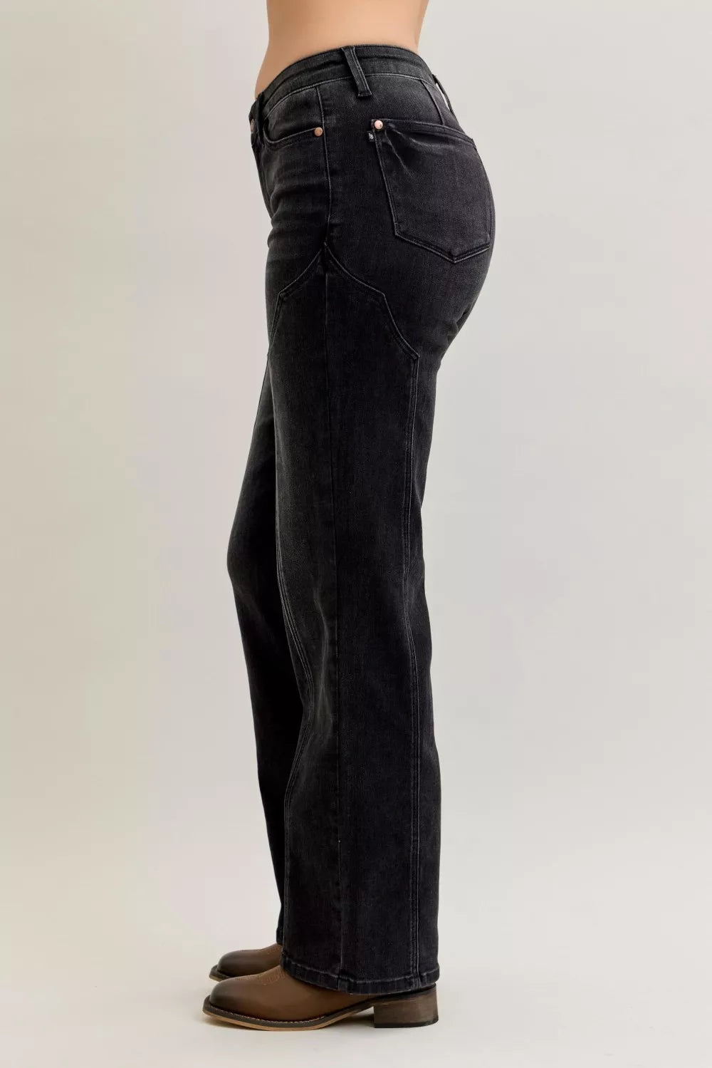 Judy Blue Mid Rise Straight Western Seam Detail Jeans