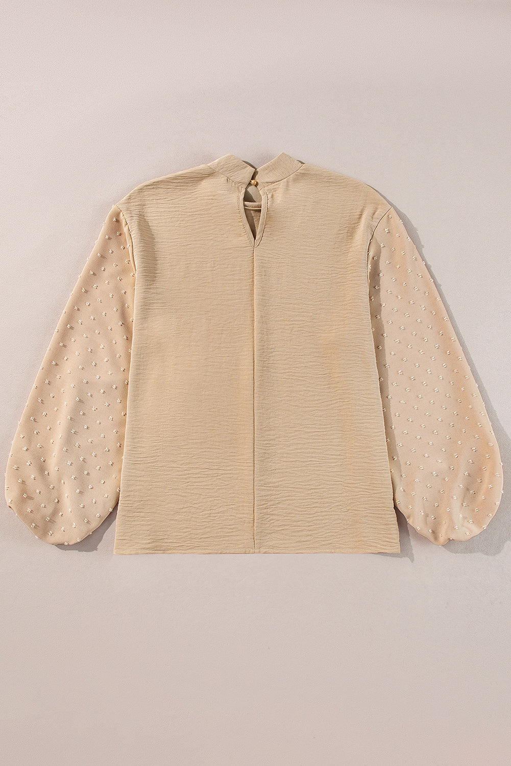 Gossamer Pink Swiss Dot Balloon Sleeve Loose Blouse