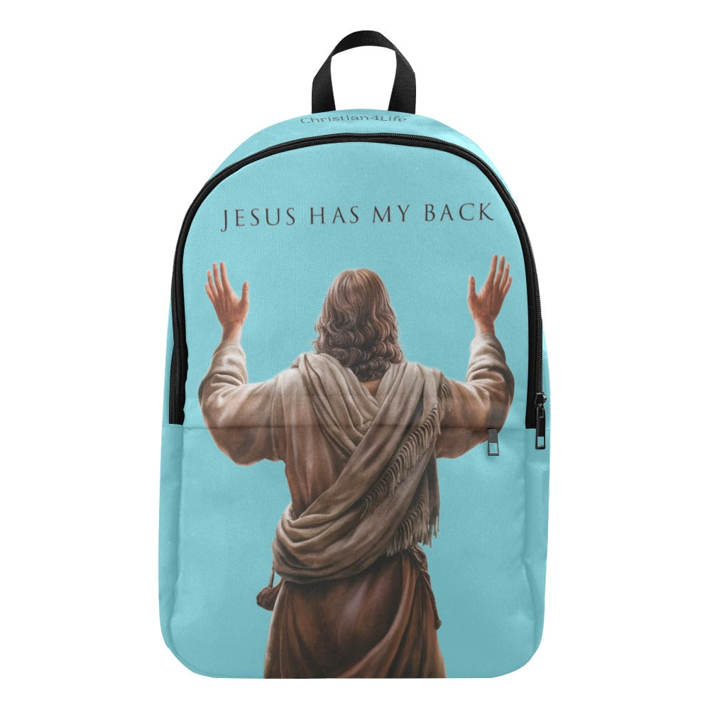 "Jesus Has My Back" design Christian Backpack (Choose Blue Shade)