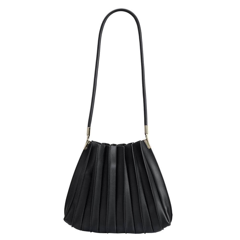 Carrie Black Pleated Shoulder Bag
