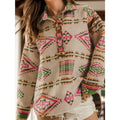 Geometric Half Button Long Sleeve Sweatshirt